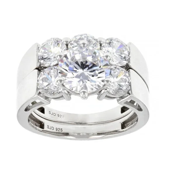 925 Sterling Jtv Diamond Rings JTV White Cubic Zirconia Platinum